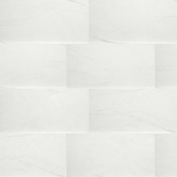 Durban White 12x24 Polished Porcelain Floor And Wall Tile, 8PK